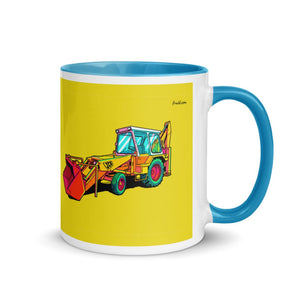 Furrow & Fields Blue / 11 oz JCB 3C II Pop Art | Mug with Color Inside Quality Farmers Merch