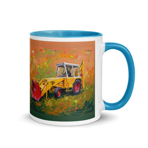 Furrow & Fields Blue / 11 oz JCB 3C II Splash Art | Mug with Color Inside Quality Farmers Merch