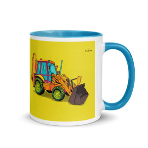Furrow & Fields Blue / 11 oz JCB 3CX Sitemaster Plus Pop Art | Mug with Color Inside Quality Farmers Merch