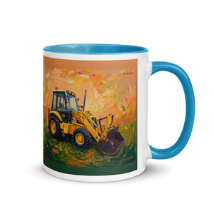Furrow & Fields Blue / 11 oz JCB 3CX Sitemaster Plus Splash Art | Mug with Color Inside Quality Farmers Merch