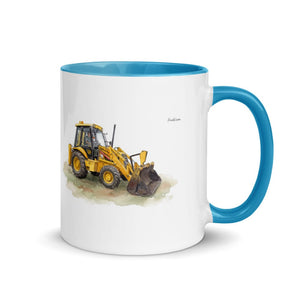 Furrow & Fields Blue / 11 oz JCB 3CX Sitemaster Plus Watercolor | Mug with Color Inside Quality Farmers Merch