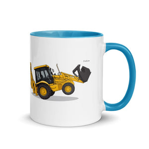 Furrow & Fields Blue / 11 oz JCB 3CX Sitemaster SRS | Mug with Color Inside Quality Farmers Merch
