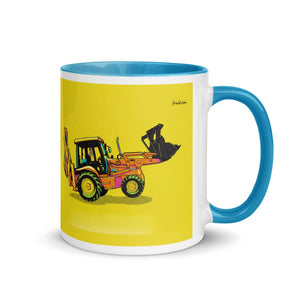 Furrow & Fields Blue / 11 oz JCB 3CX Sitemaster SRS Pop Art | Mug with Color Inside Quality Farmers Merch
