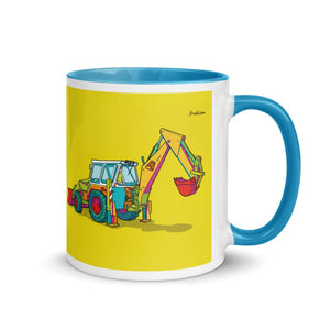 Furrow & Fields Blue / 11 oz JCB 4D II Pop Art | Mug with Color Inside Quality Farmers Merch