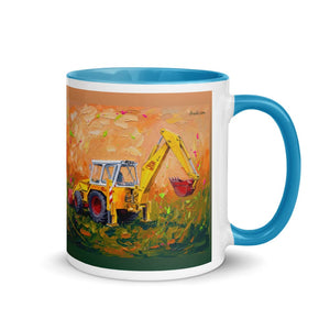 Furrow & Fields Blue / 11 oz JCB 4D II Splash Art | Mug with Color Inside Quality Farmers Merch