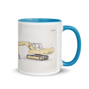 Furrow & Fields Blue / 11 oz JCB 806 Pencil Sketch | Mug with Color Inside Quality Farmers Merch