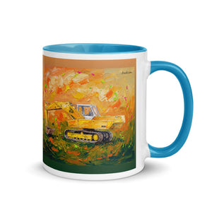 Furrow & Fields Blue / 11 oz JCB 806 Splash Art | Mug with Color Inside Quality Farmers Merch