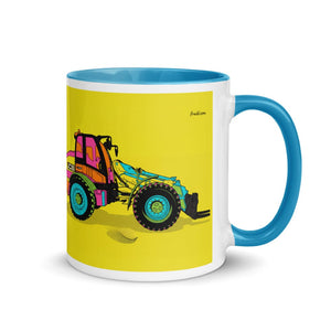 Furrow & Fields Blue / 11 oz JCB TM420 Pop Art | Mug with Color Inside Quality Farmers Merch
