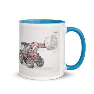 Furrow & Fields Blue / 11 oz Massey Ferguson 3070 Autotronic Pencil Sketch | Mug with Color Inside Quality Farmers Merch