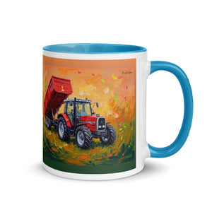 Furrow & Fields Blue / 11 oz Massey Ferguson 6180 Splash Art | Mug with Color Inside Quality Farmers Merch