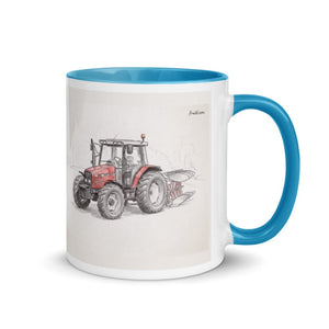 Furrow & Fields Blue / 11 oz Massey Ferguson 6255 Pencil Sketch | Mug with Color Inside Quality Farmers Merch