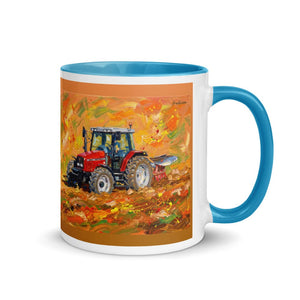Furrow & Fields Blue / 11 oz Massey Ferguson 6255 Splash Art | Mug with Color Inside Quality Farmers Merch