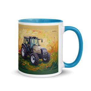 Furrow & Fields Blue / 11 oz Valtra 6750 Splash Art | Mug with Color Inside Quality Farmers Merch