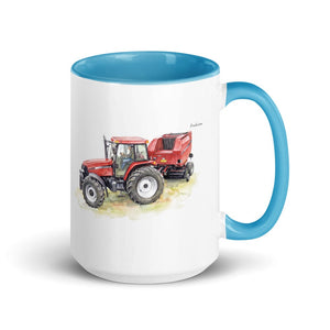 Furrow & Fields Blue Case IH Maxxum MXM130 Watercolor | 15 oz Mug with Color Inside Quality Farmers Merch