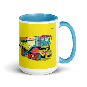 Furrow & Fields Blue CLAAS Lexion 8600 TerraTrac Pop Art | 15 oz Mug with Color Inside Quality Farmers Merch