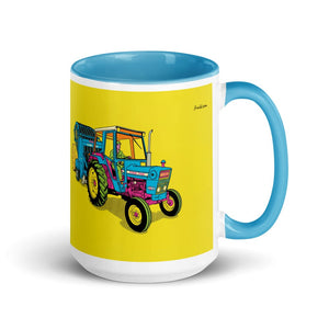 Furrow & Fields Blue Ford 7600 Pop Art | 15 oz Mug with Color Inside Quality Farmers Merch
