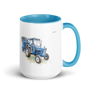 Furrow & Fields Blue Ford 7600 Watercolor | 15 oz Mug with Color Inside Quality Farmers Merch