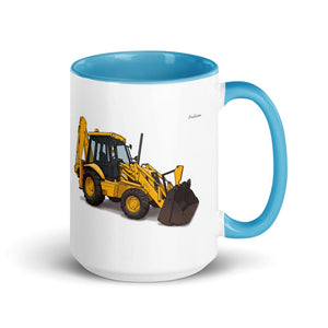 Furrow & Fields Blue JCB 3CX Sitemaster Plus | 15 oz Mug with Color Inside Quality Farmers Merch