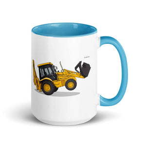 Furrow & Fields Blue JCB 3CX Sitemaster SRS | 15 oz Mug with Color Inside Quality Farmers Merch
