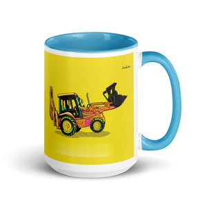 Furrow & Fields Blue JCB 3CX Sitemaster SRS Pop Art | 15 oz Mug with Color Inside Quality Farmers Merch