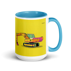 Furrow & Fields Blue JCB 806 Pop Art | 15 oz Mug with Color Inside Quality Farmers Merch
