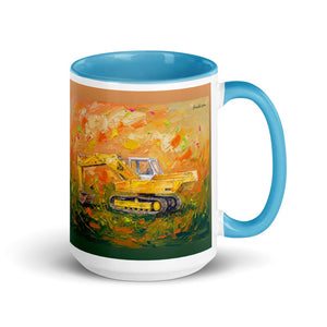 Furrow & Fields Blue JCB 806 Splash Art | 15 oz Mug with Color Inside Quality Farmers Merch