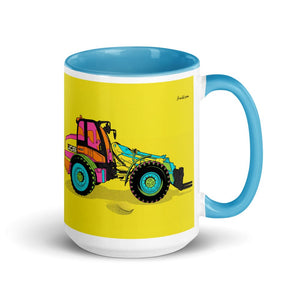 Furrow & Fields Blue JCB TM420 Pop Art | 15 oz Mug with Color Inside Quality Farmers Merch