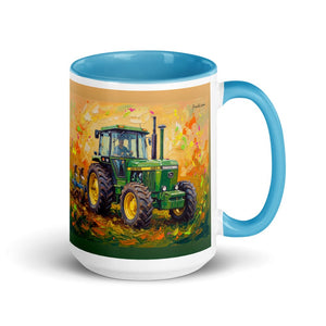 Furrow & Fields Blue John Deere 4350 Splash Art | 15 oz Mug with Color Inside Quality Farmers Merch