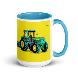 Furrow & Fields Blue John Deere 4955 Pop Art | 15 oz Mug with Color Inside Quality Farmers Merch