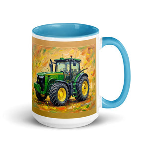 Furrow & Fields Blue John Deere 8345R Splash Art | 15 oz Mug with Color Inside Quality Farmers Merch