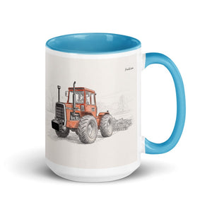 Furrow & Fields Blue Massey Ferguson 1200 Pencil Sketch | 15 oz Mug with Color Inside Quality Farmers Merch