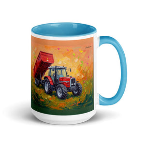 Furrow & Fields Blue Massey Ferguson 6180 Splash Art | 15 oz Mug with Color Inside Quality Farmers Merch