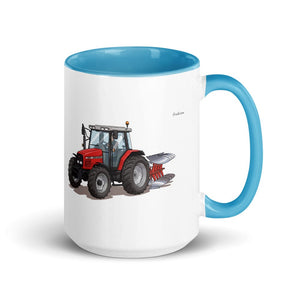 Furrow & Fields Blue Massey Ferguson 6255 Illustration | 15 oz Mug with Color Inside Quality Farmers Merch