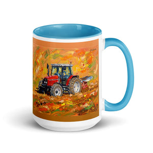 Furrow & Fields Blue Massey Ferguson 6255 Splash Art | 15 oz Mug with Color Inside Quality Farmers Merch