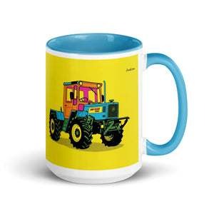 Furrow & Fields Blue Mercedes-Benz MB-trac 1100 Pop Art | 15 oz Mug with Color Inside Quality Farmers Merch
