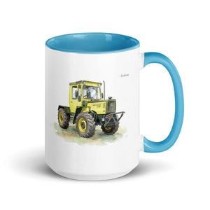 Furrow & Fields Blue Mercedes-Benz MB-trac 1100 Watercolor | 15 oz Mug with Color Inside Quality Farmers Merch
