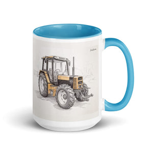 Furrow & Fields Blue Renault 145.14 TX Pencil Sketch | 15 oz Mug with Color Inside Quality Farmers Merch