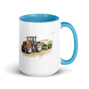 Furrow & Fields Blue Renault Atles 926 RZ Watercolor | 15 oz Mug with Color Inside Quality Farmers Merch