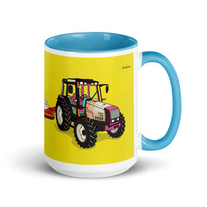 Furrow & Fields Blue Valtra 6750 Pop Art | 15 oz Mug with Color Inside Quality Farmers Merch
