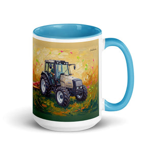 Furrow & Fields Blue Valtra 6750 Splash Art | 15 oz Mug with Color Inside Quality Farmers Merch