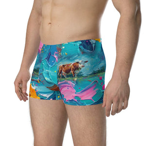 Furrow & Fields Boxer Briefs Hereford Cow Splash Art | Boxer Briefs Quality Farmers Merch