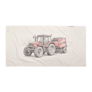 Furrow & Fields Case IH Maxxum MXM130 Pencil Sketch | Beach Towel Quality Farmers Merch