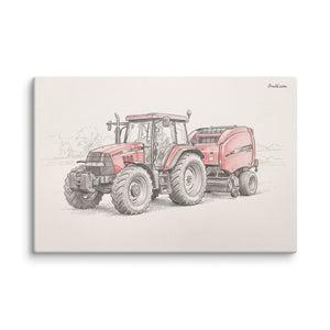 Furrow & Fields Case IH Maxxum MXM130 Pencil Sketch | Canvas Quality Farmers Merch