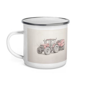 Furrow & Fields Case IH Maxxum MXM130 Pencil Sketch | Enamel Mug Quality Farmers Merch