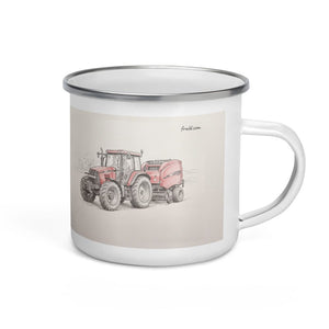 Furrow & Fields Case IH Maxxum MXM130 Pencil Sketch | Enamel Mug Quality Farmers Merch