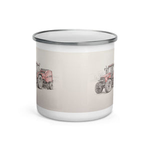 Furrow & Fields Case IH Maxxum MXM130 Pencil Sketch | Enamel Mug Quality Farmers Merch