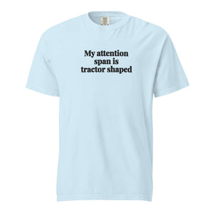 Furrow & Fields Chambray / S My Attention Span Is Tractor Shaped | Unisex Premium T-shirt Quality Farmers Merch
