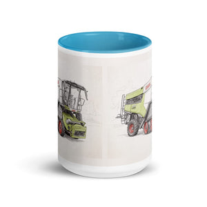Furrow & Fields CLAAS Lexion 8600 TerraTrac Pencil Sketch | 15 oz Mug with Color Inside Quality Farmers Merch