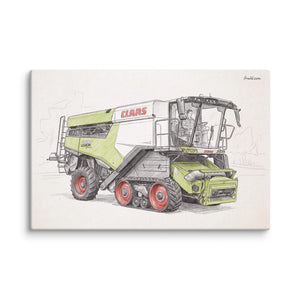 Furrow & Fields CLAAS Lexion 8600 TerraTrac Pencil Sketch | Canvas Quality Farmers Merch