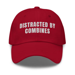 Furrow & Fields Cranberry Distracted by Combines | Classic Dad Hat Quality Farmers Merch